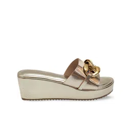 Dapper Feet-Fancy Nancy Chain Embellished Open Toe Wedge Heels image 5