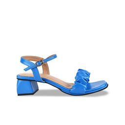 THE WHITE POLE Ruched Open Toe Party Block Heels With Buckle Closure image 2