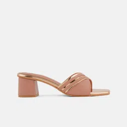 Mast & Harbour Peach-Coloured Open Toe Block Heels image 5
