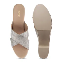 Metro Silver-Toned Textured Block Sandals image 5