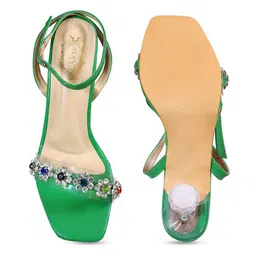 KLEXIO Embellished Open Toe Block Heels image 4