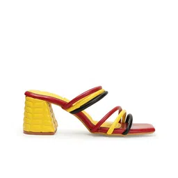 ELLE Colourblocked Open Toe Block Heels image 2