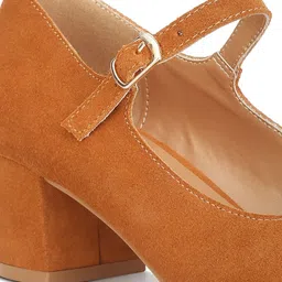 RAG & CO Round Toe Suede Block Heel Pumps image 5