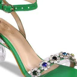 KLEXIO Embellished Open Toe Block Heels image 5