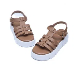 Dapper Feet-Fancy Nancy Open Toe Flatform Gladiators With Buckle Closure image 4