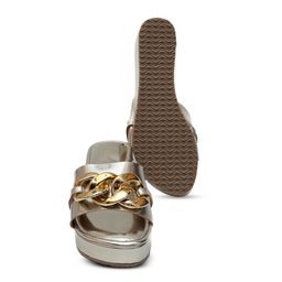 Dapper Feet-Fancy Nancy Chain Embellished Open Toe Wedge Heels image 4