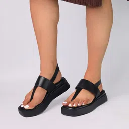 Monrow Open Toe Flatform Heels-15