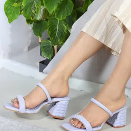 ELLE Textured Open Toe Block Heels-1