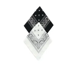 Aadikart Unisex Pack Of 2 Black & White Paisley Printed Cotton Bandanas-image-57