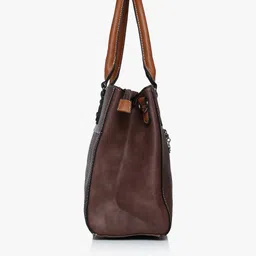 Ladida Coffee Brown Self Design Handheld Bag image 4