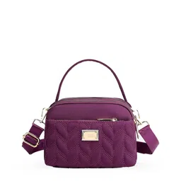 Diva Dale Purple Textured Structured Handheld Bag with Quilted image 1