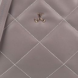 Mochi Grey Structured Handheld Bag with Quilted image 5