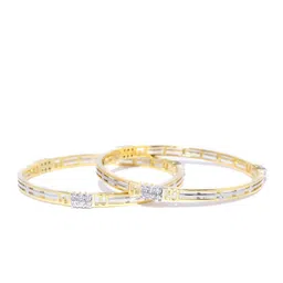Priyaasi Set of 2 Silver-Toned Gold-Plated AD Studded Handcrafted Bangles image 2