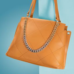 FCUK Geometric Self-Design Shoulder Bag with Chainlink Handle image 2