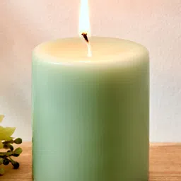 Home Centre Green Wax Sea Breeze Scented Pillar Candle-25