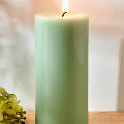 Home Centre Green Wax Sea Breeze Scented Pillar Candle-44