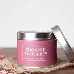 Aromatic White & Pink Raspberry Scented Tin Jar Candle-image-46