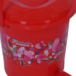Kuber Industries Red & Black 2 Pieces Durable Pedal Dustbin With Handle 10 Litre Each image 5