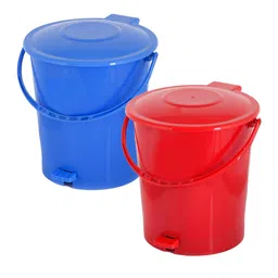 Kuber Industries Set Of 2 Blue & Red Plastic Pedal Dustbin With Handle image 5