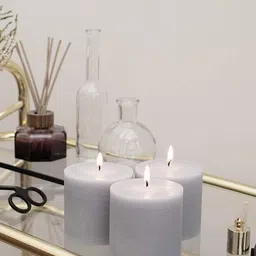 Aromatic Grey 3-Pieces Rustic Pillar Candles-14