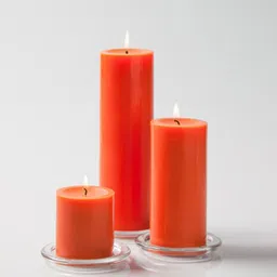 Aromatic Fables Orange-Colored 3 Pieces Fragrance Wax Pillar Candles-56