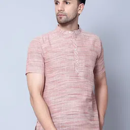 Latest Chikan Garments Striped Mandarin Collar Short Sleeve Straight Kurta-image-73