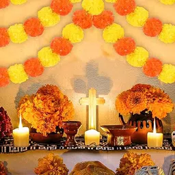 BS AMOR Yellow & Orange 4-Pieces Marigold Flowers Garlands-image-17