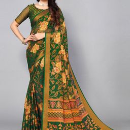 SANJANA SILK Floral Printed Zari Brasso Saree-image-30