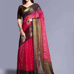 SANJANA  SILK Ethnic Motifs Brasso Saree-image-35