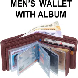 Men Trendy, Formal Brown Artificial Leather Wallet-image-3