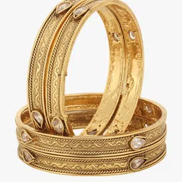 Adwitiya Collection Set Of 4 Gold-Plated Stones Studded Bangles image 4