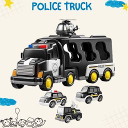 5-in-1 Friction-Powered Police Truck Toy Set with Lights & Music Toy fro Kids-31