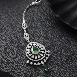 Jazz and Sizzle Silver-Plated AD-Studded Maang Tikka-18