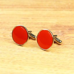 Tossido Men Orange & Gold-Toned Solid Round Metal Cufflinks-image-64