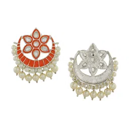 Estele Rhodium-Plated Floral Chandbalis Earrings image 4