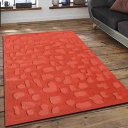 presto Orange Abstract Hand Tufted Wool 3 X 5 Feet Carpet-picture-29
