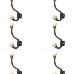 IndianShelf White and Yellow 6 Pieces Ceramic Star Printed Wall Hooks-image-82