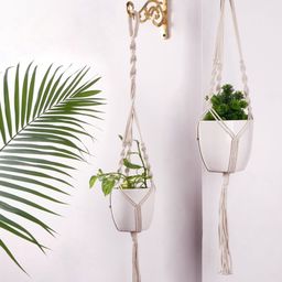 ecofynd Off-White 5 Pieces Macrame Plant Hangers-8