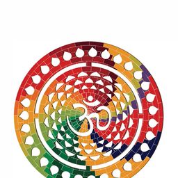 CVANU Red & Green Wooden Om Symbol Laser Cutting Mandala Wall Hanging-picture-47