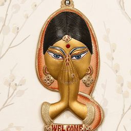 eCraftIndia Gold-Toned & Orange Metal Wall Decor-image-46