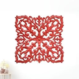 VAS collection home Red Textured Wooden Wall Decor Plate-picture-43
