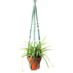 DULI 4-Pcs Brown & Red Macrame Boho Hanging Planters image 2