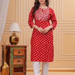 Women Printed Viscose Rayon Straight Kurta-picture-29