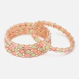 Anouk Set of 4 Rose Gold-plated AD-Studded Bangles image 1