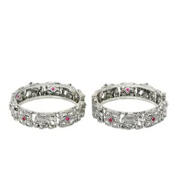 Anouk Set Of 2 Silver-Plated Stone Studded Bangle-picture-20