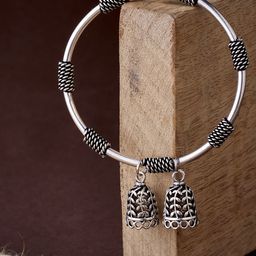 ATIBELLE Women Silver-Plated Oxidized Silver Bangle-image-45