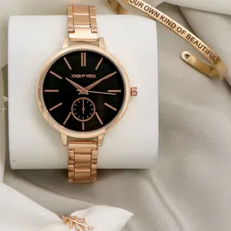 JOKER & WITCH Women Gold-Toned & Black Irene Love Triangle Watch Gift Set JWLT346-image-83