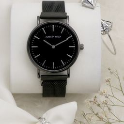 JOKER & WITCH Women Black & Silver-Toned Rocio Love Triangle Watch Gift Set-22