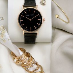 JOKER & WITCH Women Black & Gold-Toned Paolo Love Triangle Watch Gift Set JWLT343-image-39