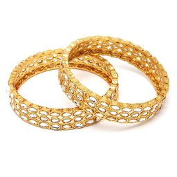 KARATCART Set Of 2 Gold-Plated Kundan-Studded Bangles image 2